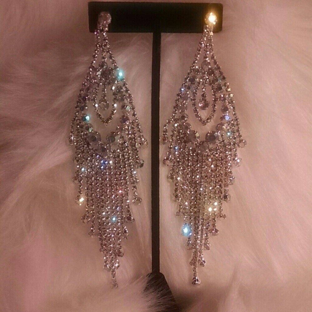 Peacock rhinestone earrings